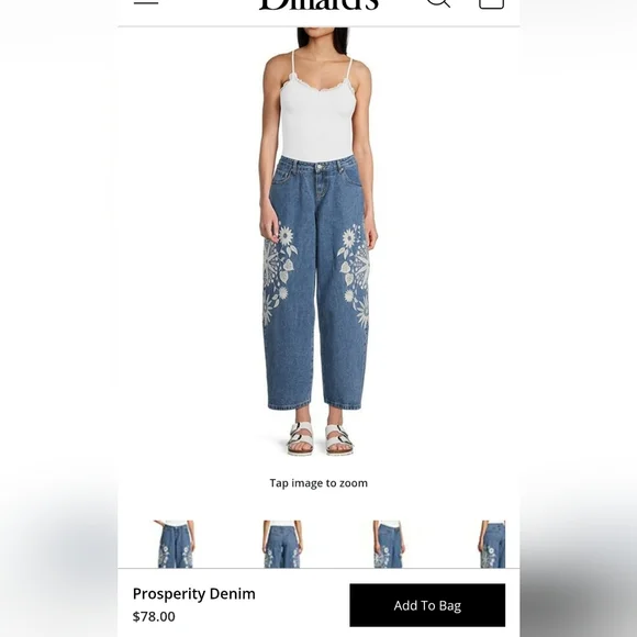 Floral Embroidered Midrise Barrel Jeans - Picture 12 of 14